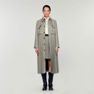 Sandro Houndstooth trench coat Black / White | SN-SDO64537