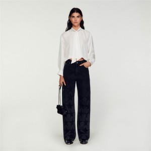 Sandro Short silk shirt Ecru | SN-SDO64363