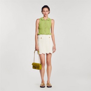Sandro Sleeveless knit top Olive Green | SN-SDO64687