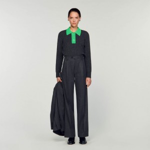 Sandro Straight-leg pants Dark Grey | SN-SDO64751