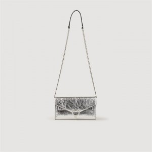 Sandro Yza Pocket clutch bag Silver | SN-SDO64851