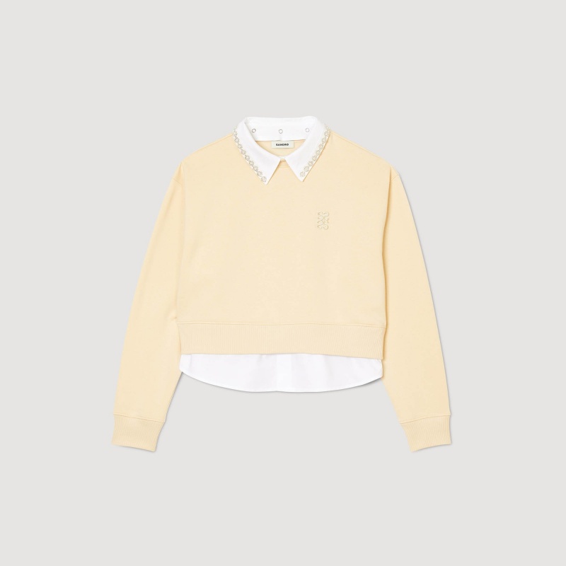 Sandro 2-in-1 sweatshirt Ecru | SN-SDO64503