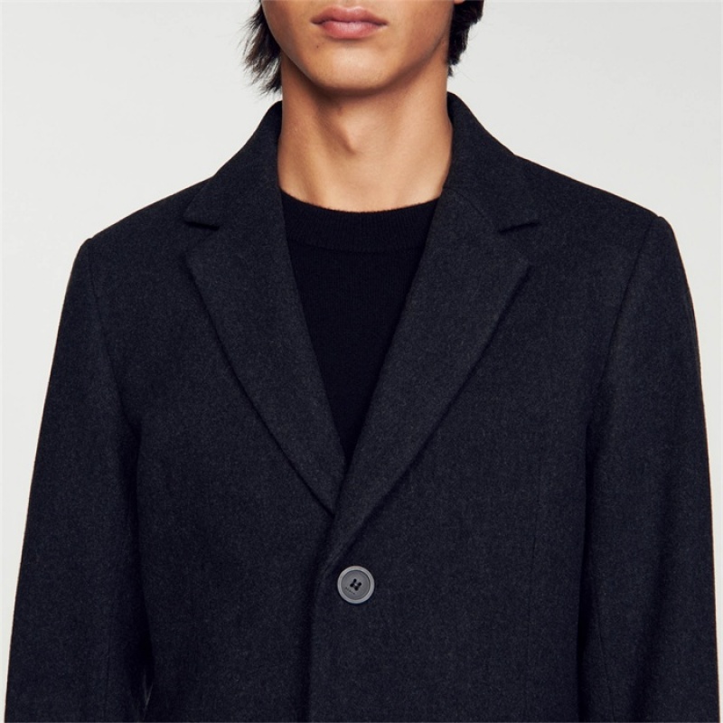Sandro Broadcloth wool coat Dark Grey | SN-SDO65185
