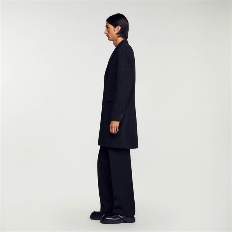 Sandro Broadcloth wool coat Dark Grey | SN-SDO65185