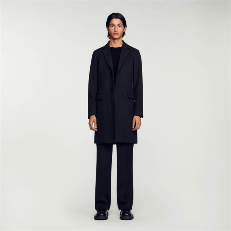 Sandro Broadcloth wool coat Dark Grey | SN-SDO65185