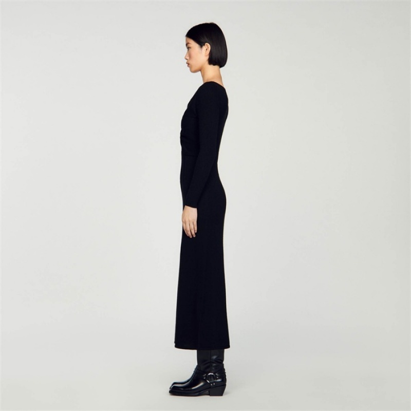 Sandro Cable knit dress Black | SN-SDO64195