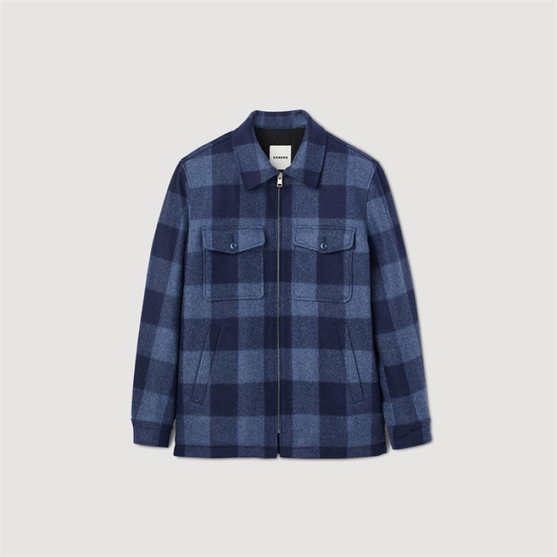 Sandro Check jacket Blue | SN-SDO65159