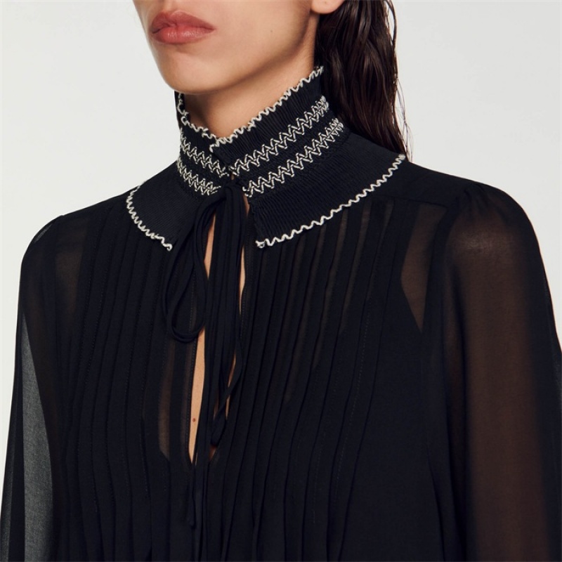 Sandro Chiffon top Black | SN-SDO64364