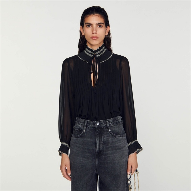 Sandro Chiffon top Black | SN-SDO64364