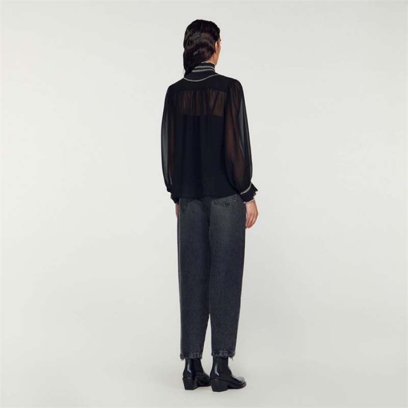 Sandro Chiffon top Black | SN-SDO64364