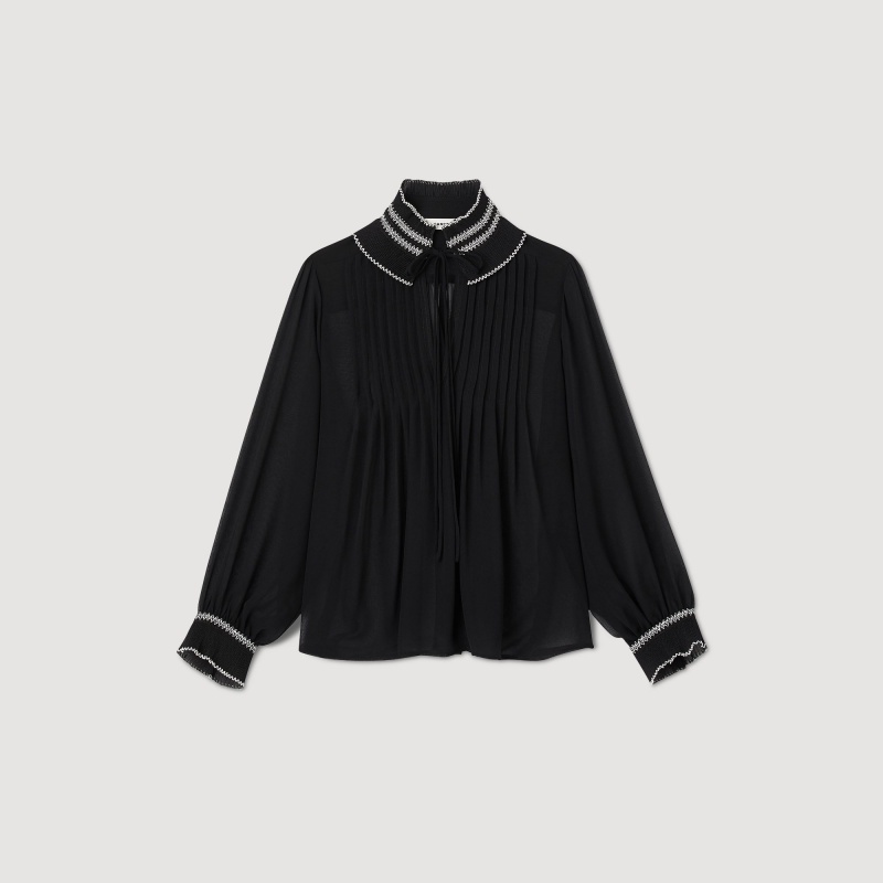 Sandro Chiffon top Black | SN-SDO64364