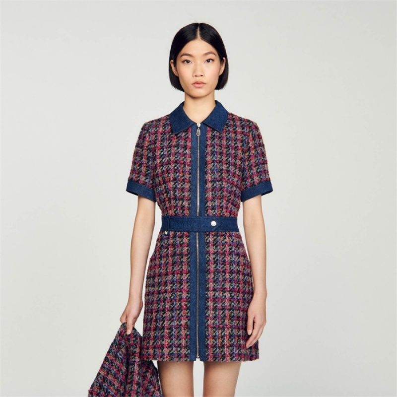 Sandro Coat dress Grey / Pink | SN-SDO64255