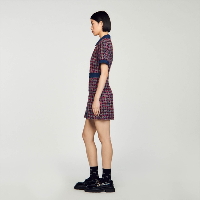 Sandro Coat dress Grey / Pink | SN-SDO64255