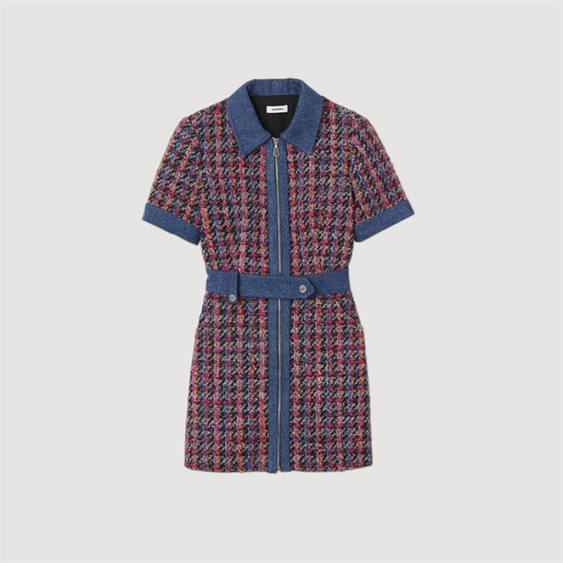 Sandro Coat dress Grey / Pink | SN-SDO64255