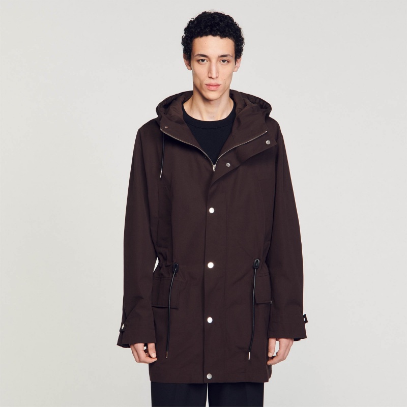Sandro Cotton parka Black Brown | SN-SDO65200