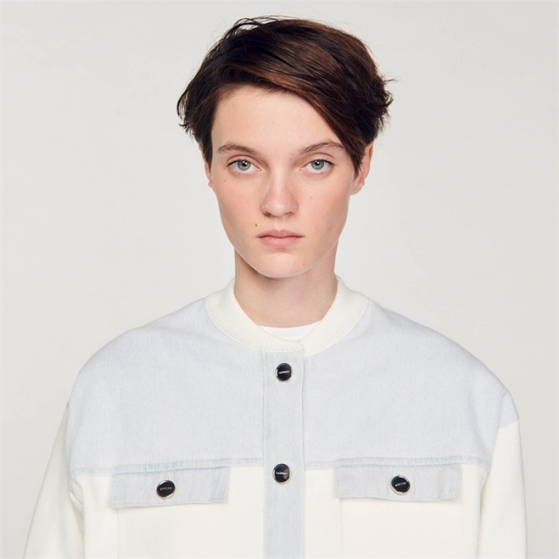 Sandro Dual-material coatigan White | SN-SDO64671