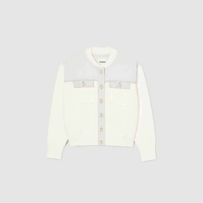 Sandro Dual-material coatigan White | SN-SDO64671