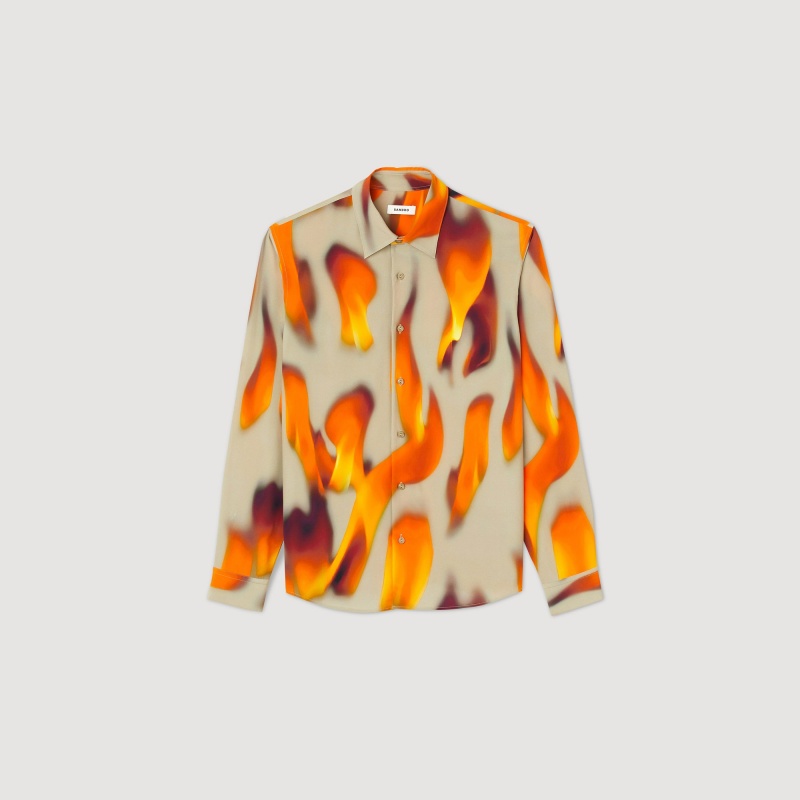 Sandro Flame pattern shirt Taupe | SN-SDO65052