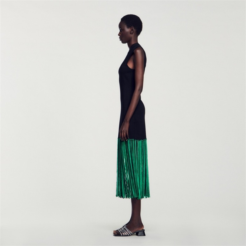 Sandro Fringed dress Black | SN-SDO64194