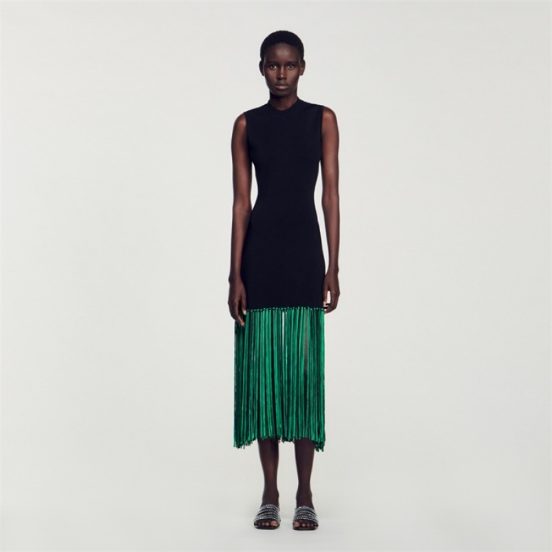 Sandro Fringed dress Black | SN-SDO64194