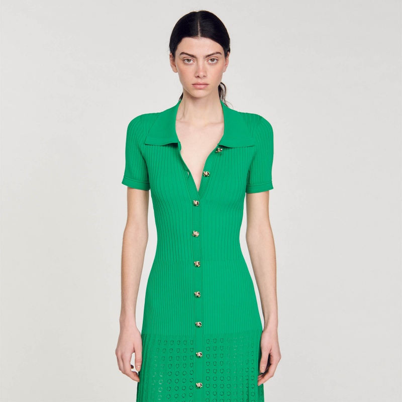 Sandro Knit maxi dress Green | SN-SDO64286