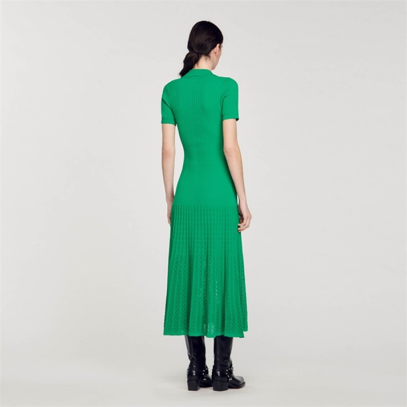 Sandro Knit maxi dress Green | SN-SDO64286