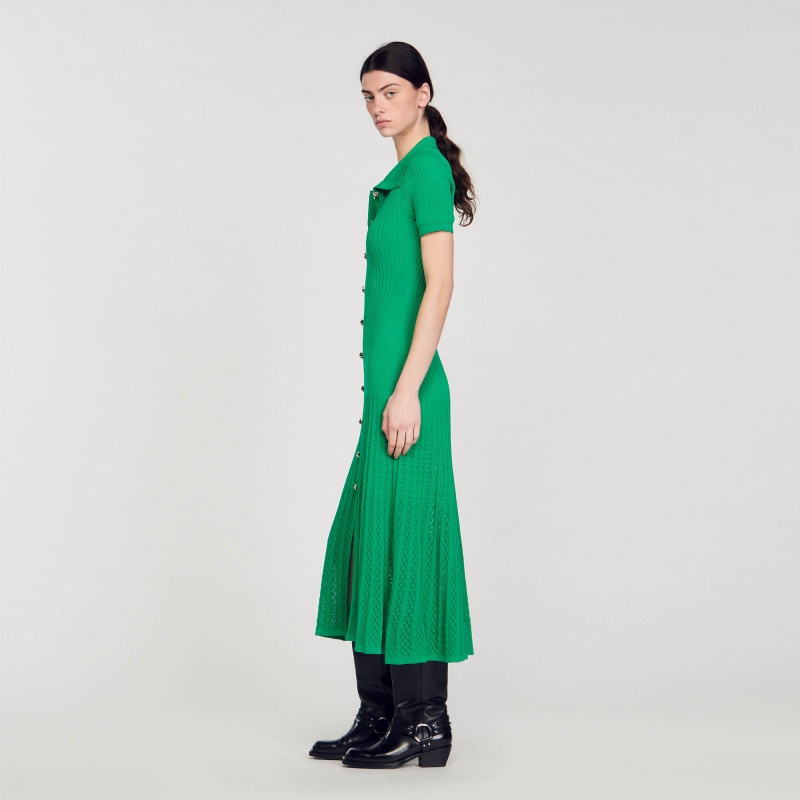 Sandro Knit maxi dress Green | SN-SDO64286