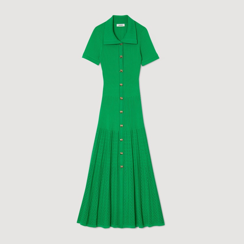 Sandro Knit maxi dress Green | SN-SDO64286