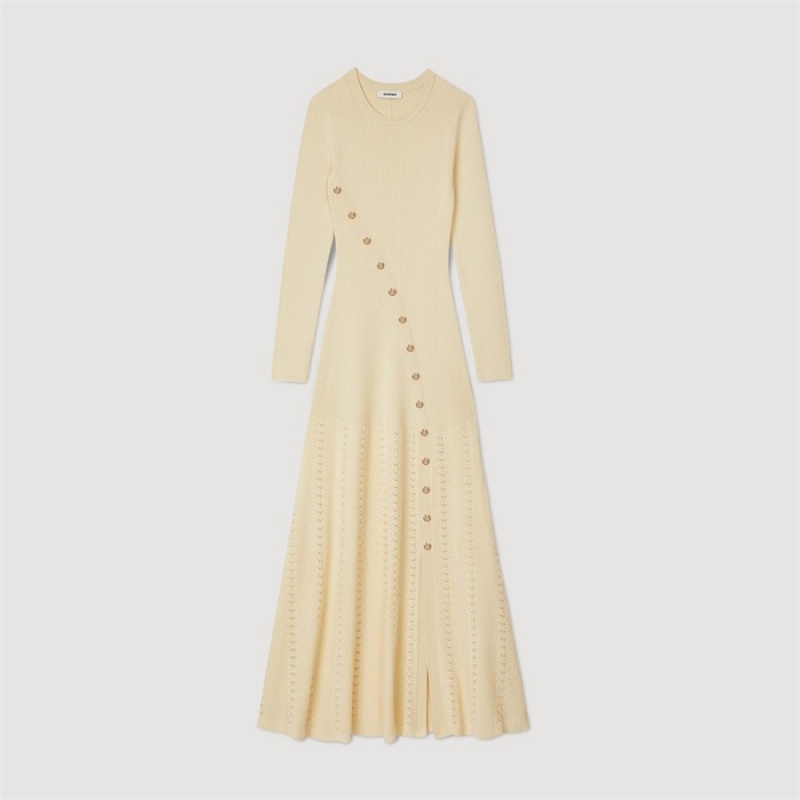 Sandro Knit midi dress Beige | SN-SDO64272