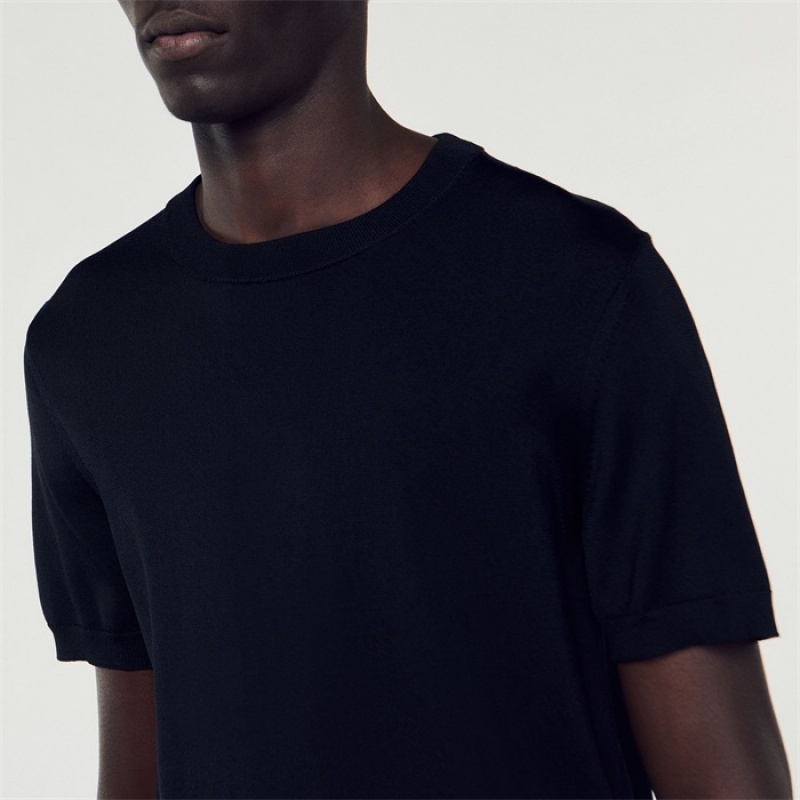 Sandro Knitted T-shirt Black | SN-SDO65113