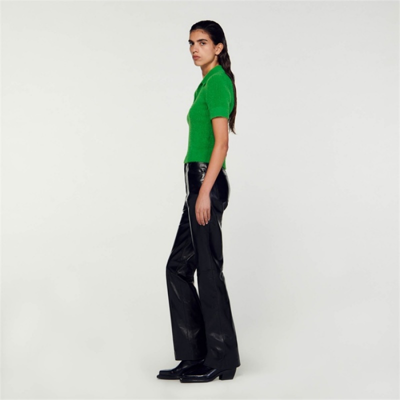 Sandro Knitted polo sweater Green | SN-SDO64594