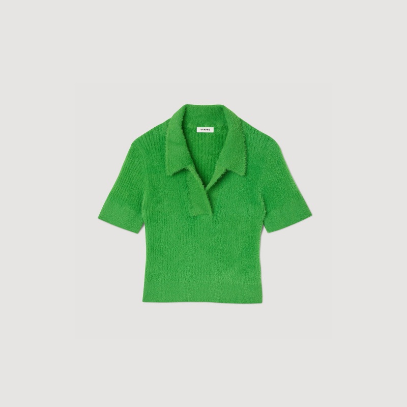 Sandro Knitted polo sweater Green | SN-SDO64594