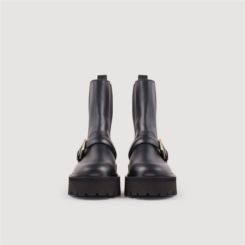 Sandro Leather ankle boots Black | SN-SDO64930