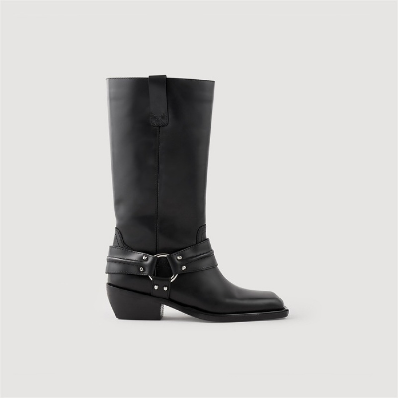 Sandro Leather biker boots Black | SN-SDO64933
