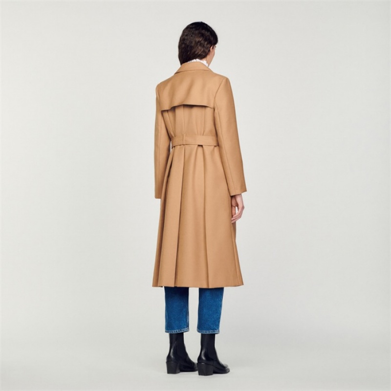 Sandro Long trench-style coat Camel | SN-SDO64536