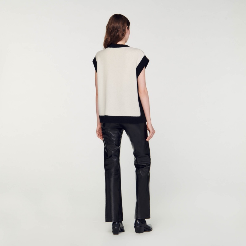 Sandro Loose sleeveless coatigan Ecru | SN-SDO64548