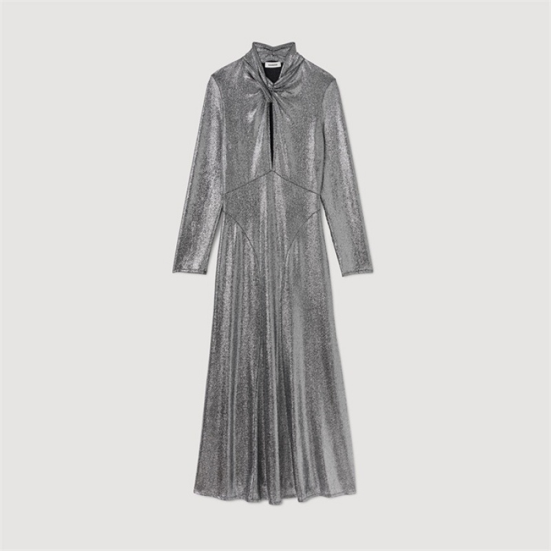 Sandro Metallic maxi dress Silver | SN-SDO64208