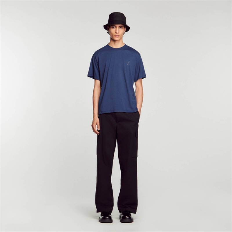 Sandro Oversized T-shirt Blue | SN-SDO65097