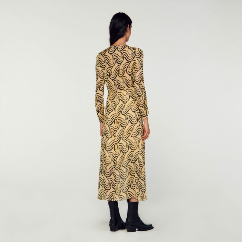 Sandro Paisley print dress Yellow / Black | SN-SDO64233
