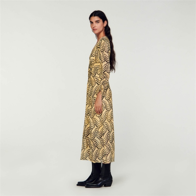 Sandro Paisley print dress Yellow / Black | SN-SDO64233