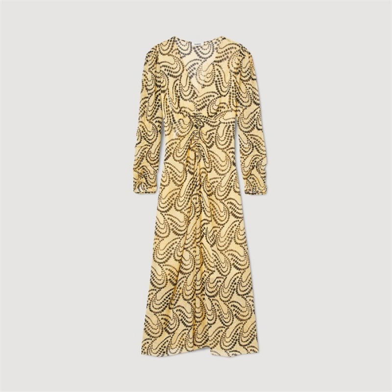 Sandro Paisley print dress Yellow / Black | SN-SDO64233