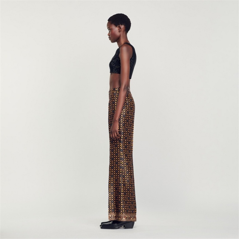 Sandro Printed satin pants Black | SN-SDO64771