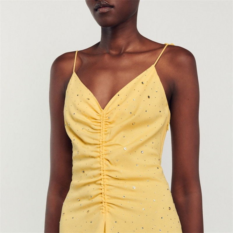 Sandro Rhinestone dress Yellow | SN-SDO64230