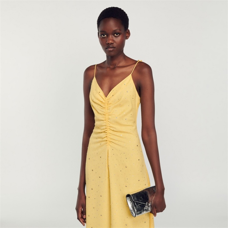 Sandro Rhinestone dress Yellow | SN-SDO64230