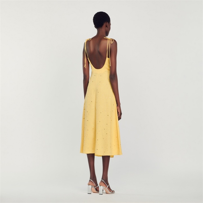 Sandro Rhinestone dress Yellow | SN-SDO64230