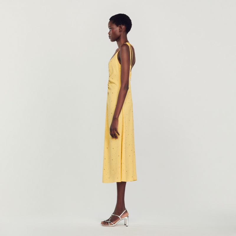 Sandro Rhinestone dress Yellow | SN-SDO64230