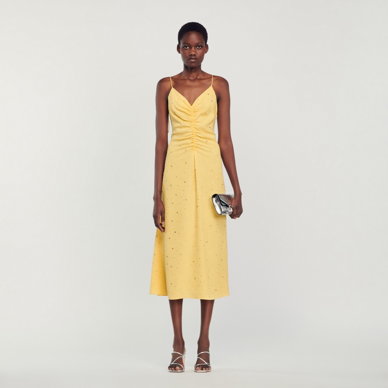 Sandro Rhinestone dress Yellow | SN-SDO64230