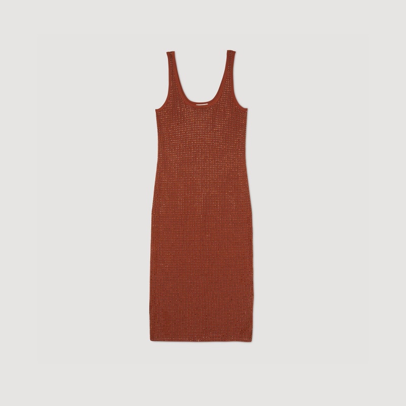 Sandro Rhinestone-embellished dress Brown | SN-SDO64204