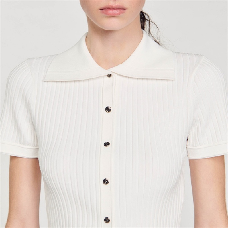 Sandro Sailor-neck knit jumper White | SN-SDO64677