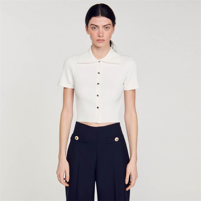 Sandro Sailor-neck knit jumper White | SN-SDO64677